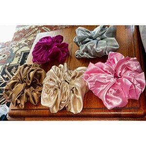 Oversized Satin Scrunchies for Women - 5 Extra Large Hair Ties Accessories,